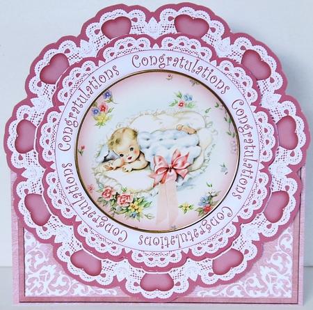 Pink Newbaby Girl Congratulations 3D Picture Doily C & E Kit by Margaret Dittmann