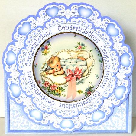 Blue New Baby Boy Congratulations 3D Picture Doily C & E Kit by Margaret Dittmann