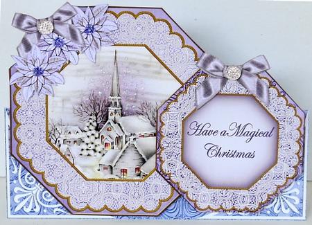 Blue Church Magical Christmas Double Octagon Card Kit by Margaret Dittmann