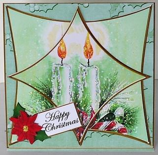 Candle Duo Green 3D Star Card Mini Kit by Margaret Dittmann