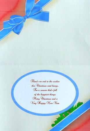 A5 Landscape Insert in Cream with Blue Bow by Margaret Dittmann