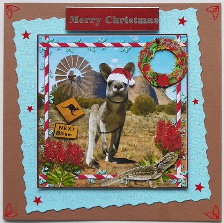 Aussie Christmas Kangaroo Card Topper & Decoupage by Margaret Dittmann