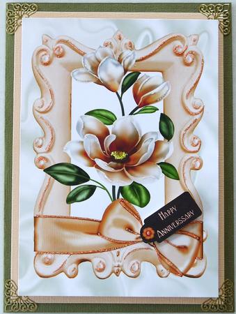 Peach Magnolias with Bow A4 by Margaret Dittmann