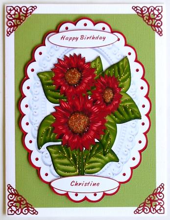 Pretty Red Flowers with Red Bow by Margaret Dittmann