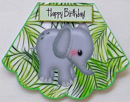 Elephant in the Jungle Rocker Card by Margaret Dittmann