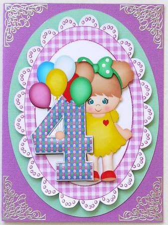 Birthday Girl with Balloons Aged 4 by Margaret Dittmann