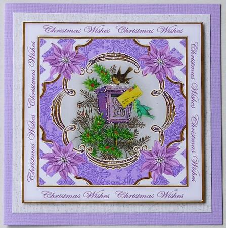 Lilac Postbox Christmas Wishes Lattice Corner 8in Topper by Margaret Dittmann