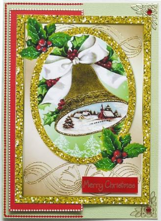 Gold Bell with Snow Scene A4 by Margaret Dittmann