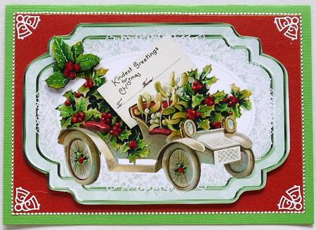 Vintage Car with Message, Holly & Berries by Margaret Dittmann