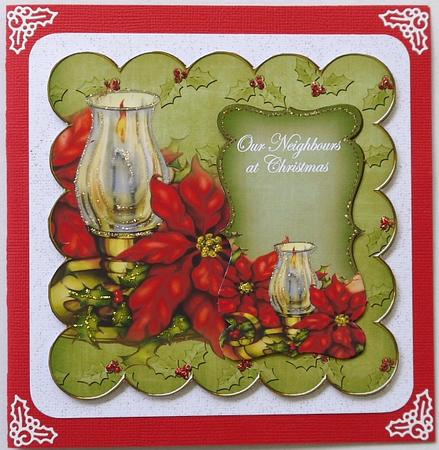 Olive C Lantern Neighbours at Christmas 8in Scallop Topper by Margaret Dittmann