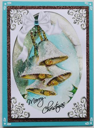 Vintage Christmas Bells with Big Bow A4 by Margaret Dittmann