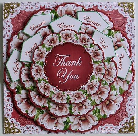 Red Magnolia Thank You 3D Doily Card Mini Kit by Margaret Dittmann