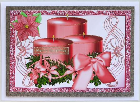Pink Candles in Pink Glitter Frame A4 by Margaret Dittmann