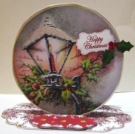 Lantern Happy Christmas Circle Easel Card Mini Kit by Margaret Dittmann
