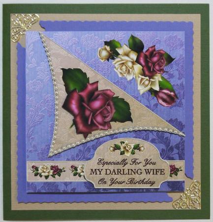 Pink & White Roses Faux Corner Fold by Margaret Dittmann
