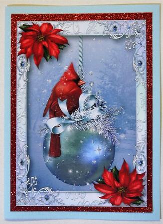 Christmas Cardinal & Red Poinsettias by Margaret Dittmann