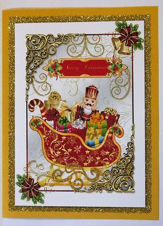 Golden Santa Sleigh with Goodies Card by Margaret Dittmann