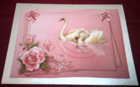 Pink Roses and Swans with Double Circle Pyramage by Margaret Hanning