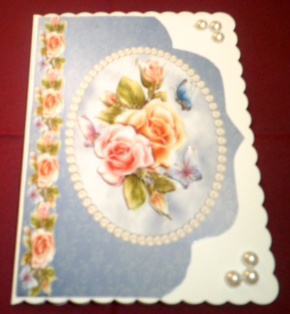 Roses Pearls & Butterflies Fancy Edge with Decoupage by Margaret Hanning
