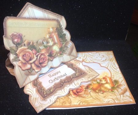 Christmas Florals Gold Envelope Easel Card Kit by Margaret Hanning