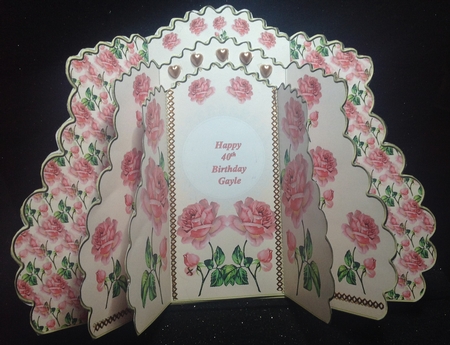 Triple Layer Gatefold - Pink Roses by Margaret Hanning