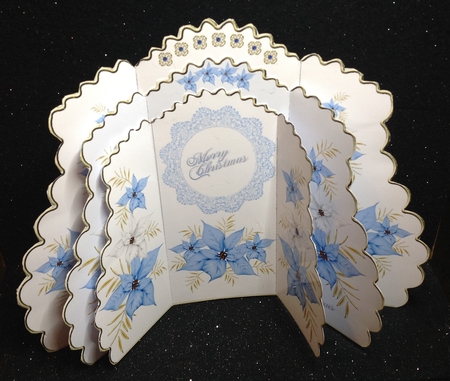 Triple Layer Gatefold - Blue Poinsettias by Margaret Hanning