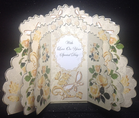 Triple Layer Gatefold - Pale Yellow Roses by Margaret Hanning