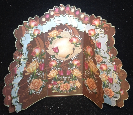Triple Layer Gatefold - Joy Roses on Bronze by Margaret Hanning