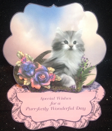 Kitten in a Basket Easel Card by Margaret Hanning