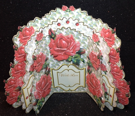 Triple Layer Gatefold - Vintage Red Roses by Margaret Hanning