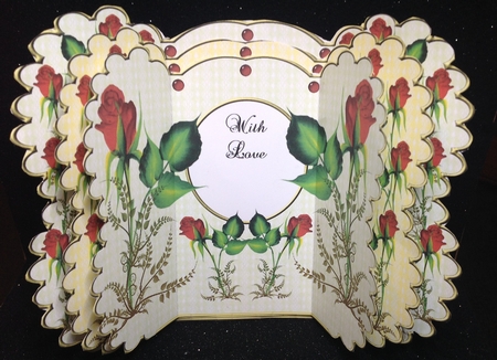 Scalloped Layered Gatefold - Red Rosebud by Margaret Hanning