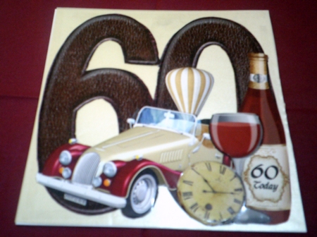 It's a Vintage Year - 60th Birthday Large Shaped Card Front by Margaret Hanning