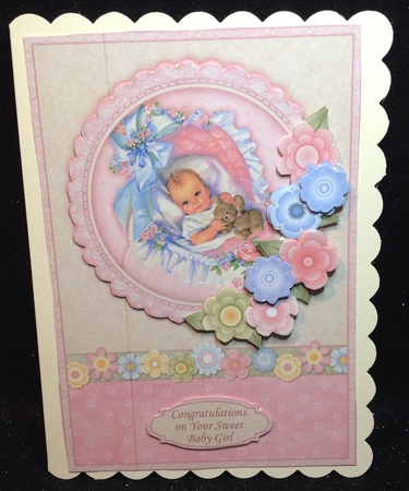 Vintage New Baby Girl & Florals Topper & Decoupage by Margaret Hanning