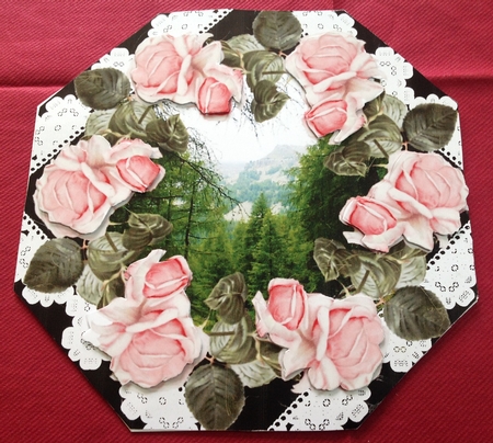 Scenic Roses 8x8 Octogon Card Topper by Margaret Hanning