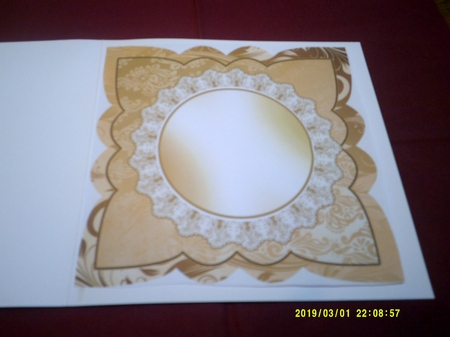 Golden Wedding Anniversary Card Front with Lilies and Bow by Margaret Hanning