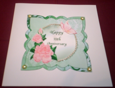 8x8 Emerald Wedding Anniversary Topper with Decoupage by Margaret Hanning