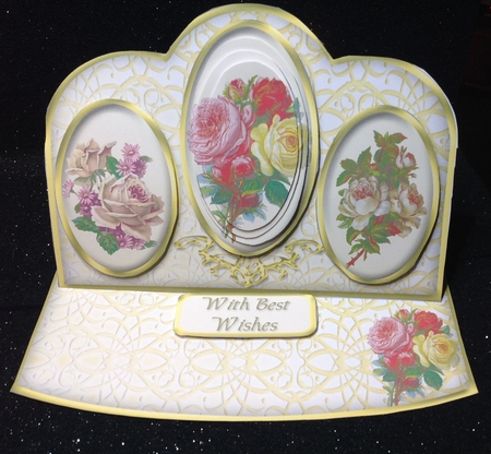 Vintage Roses Triple Oval Easel Card Mini Kit by Margaret Hanning