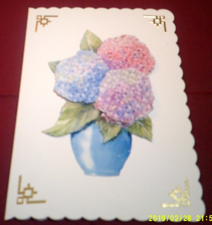 Hydrangeas in Vase Decoupage by Margaret Hanning