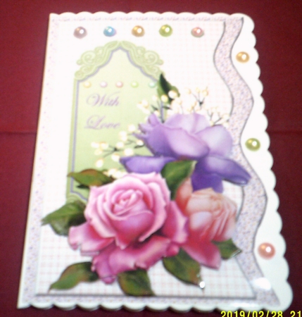 Wave Card Beautiful Roses & Pearls by Margaret Hanning