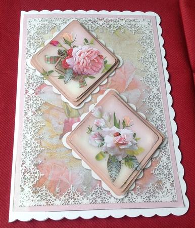 Shabby Chic Flowers Double Diamond Card Mini Kit by Margaret Hanning