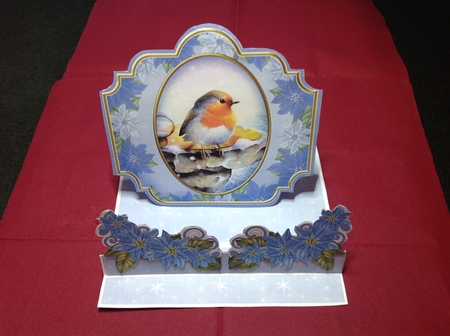 Christmas Blue Robin 3D Easel Card Mini Kit by Margaret Hanning