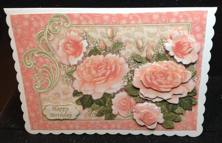 Peach Roses Card Topper & Decoupage by Margaret Hanning