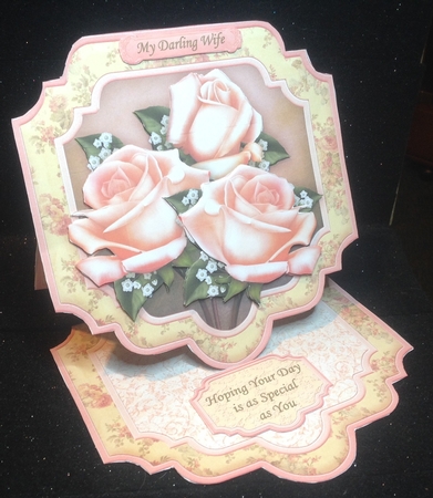 Pastel Roses Large Easel Card Kit & Decoupage 7.5" by Margaret Hanning