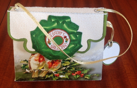 Handbag Gift Box Christmas Vintage Robins by Margaret Hanning