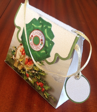 Handbag Gift Box Christmas Vintage Robins by Margaret Hanning