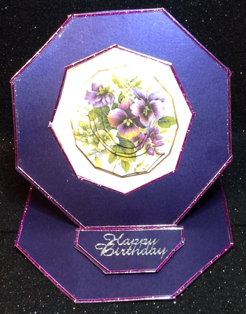 Purple Flowers Card with Topper and Stackers by Margaret Hanning