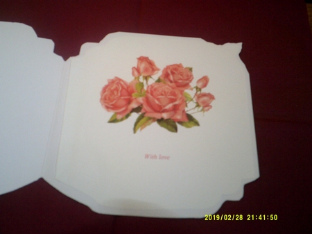 Teacup, Saucer & Deep Pink Roses - Shaped Topper by Margaret Hanning