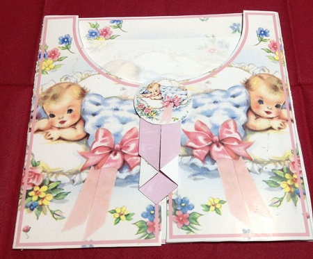 Baby Girl Pink 8in Drape Gatefold Card Kit by Margaret Hanning