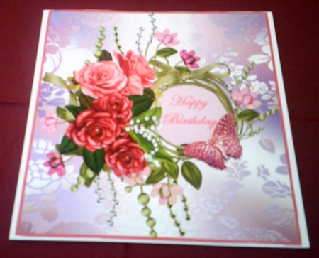 Birthday Roses with Frame and Decoupage by Margaret Hanning