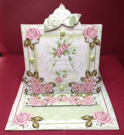 Wedding Bell Mint Lace Top Easel Card & Envelope Kit by Margaret Hanning